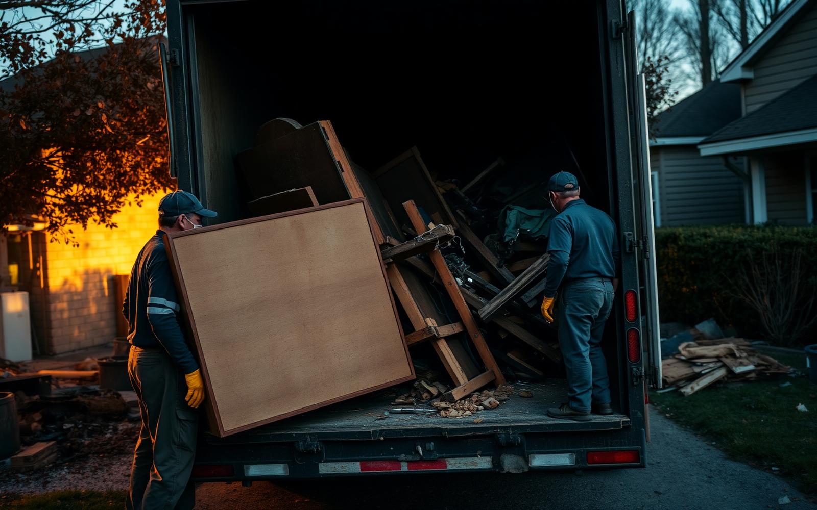 Iron Ridge crew loading furniture and construction debris into a truck